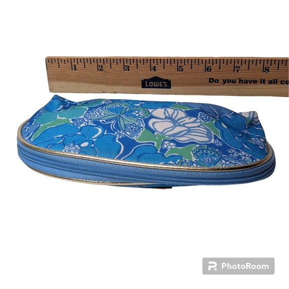 Estee Lauder Lilly Pulitzer For Estee Lauder Blue Floral Cosmetic Bag - Picture 5 of 10